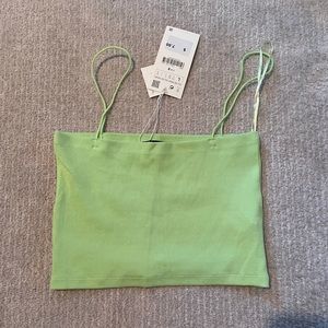 Zara/NWT/Green Spaghetti Strap Stretch Top/Size L